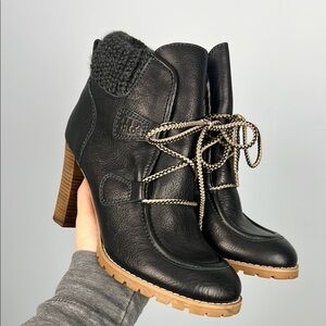 See by Chloe black leather lace up heeled womens boots size 39
